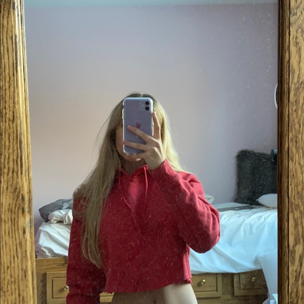Cropped red hoodie